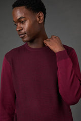 Burgundy Jacquard Crew Neck Jumper