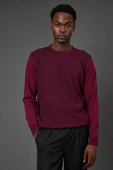Burgundy Jacquard Crew Neck Jumper