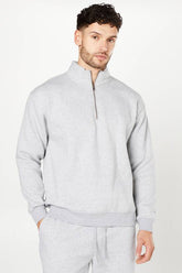 Grey Marl Half Zip Jersey Sweatshirt