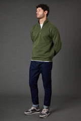 Khaki Quilted Half Zip Jumper