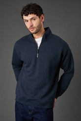 Navy Quilted Half Zip Jumper