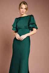 Coast Honoured Satin Back Crepe High Neck Short Sleeve Maxi Bridesmaid Dress