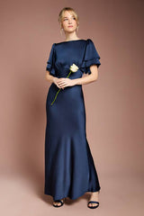 Coast Honoured Satin Back Crepe High Neck Short Sleeve Maxi Bridesmaid Dress
