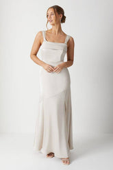 Cape Back Pleat Detail Bridesmaid Dress