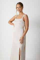 Cape Back Pleat Detail Bridesmaid Dress