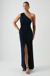 Twist Detail One Shoulder Jersey Bridesmaid Dress