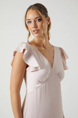 Coast Honoured V Neck Angel Short Sleeve Satin Maxi Bridesmaid Dress