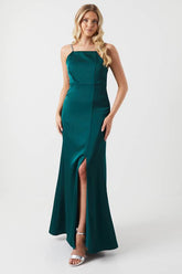 Diamonte Apron Neckline Bridesmaid Maxi Dress