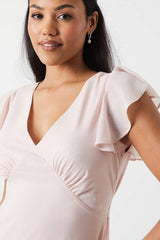 Shimmer Chiffon Angel Sleeve Bridesmaid Maxi Dress