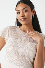 Baroque Embellished Angel Sleeve Two In One Bridesmaid Dress