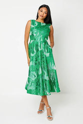 Premium Jacquard Midi Wedding Guest Dress