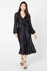 Long Sleeve Chiffon Midi Wedding Guest Dress