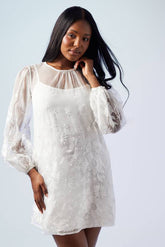Embroidered Organza Mini Wedding Dress