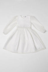 Blouson Sleeve Bow Back Organza Flowergirl Dress