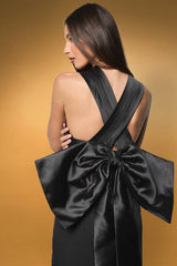 Cross Over Front Bow Back Midi Dress