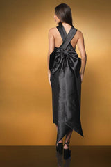 Cross Over Front Bow Back Midi Dress