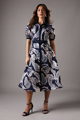 Short Sleeve Jacquard Shirt Dress