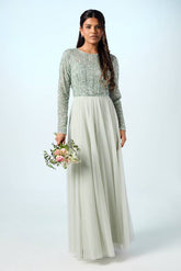 Petite Mixed Gem Tulle Skirt Bridesmaid Dress