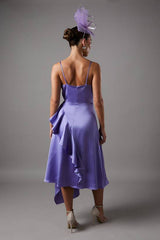 Plunge V Frill Skirt Strappy Midi Dress