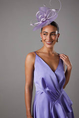 Plunge V Frill Skirt Strappy Midi Dress