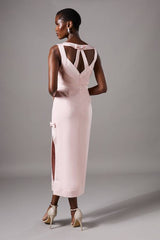 Bow Detail Round Neck Midaxi Dress