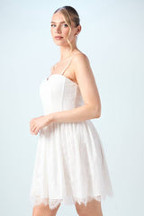 Embellished Lace Bandeau Bridal Mini Dress