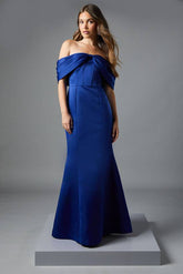 Bardot Bow Effect Fishtail Maxi Occasion Dress