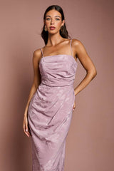 Jacquard Satin Midaxi Dress With Wrap Skirt