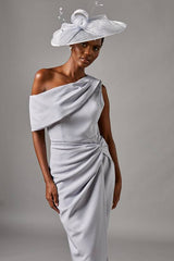 One Shoulder Twist Front Pencil Dress