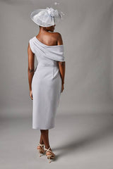 One Shoulder Twist Front Pencil Dress
