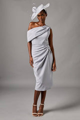 One Shoulder Twist Front Pencil Dress