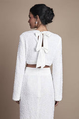 Velvet Sequin Bow Back Top