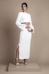 Velvet Sequin Column Midi Skirt