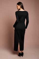 Long Sleeve Corset Ponte Midi Dress