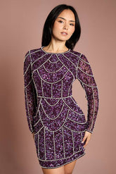 Petite Pearl Detail Mini Dress With Long Sleeve
