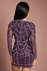 Petite Pearl Detail Mini Dress With Long Sleeve