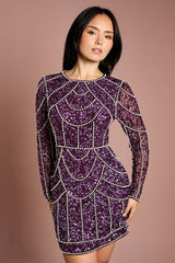 Petite Pearl Detail Mini Dress With Long Sleeve
