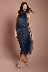 Fringe Embellished Midi Skirt
