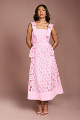 Peplum Lace Midi Dress