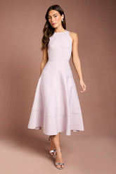 Ribbed Bandage Halterneck Midi Dress