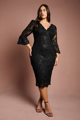 Plus Size Sequin Bodycon Midi Dress