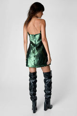 Disc Sequin Cut Out Side Strappy Mini Dress