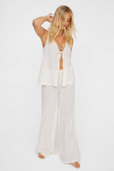 Cotton Tie Front Waistcoat And Pants Beach Set