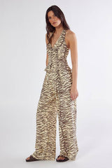 Zebra Print Linen Tailored Trousers Co-ord