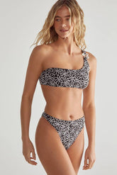 Floral Textured One Shoulder Bikini Set