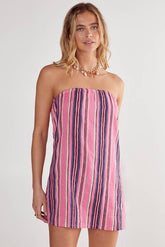 Cotton Gauze Stripe Bandeau Mini Dress