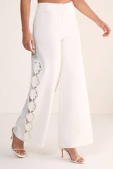 Cutwork Side Tailored Wide Leg Pants Co-ord