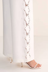 Cutwork Side Tailored Wide Leg Pants Co-ord