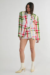 Linen Mix Gingham Tailored Shorts Co-ord