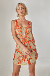 Vintage Lace Beaded Curved Hem Mini Dress